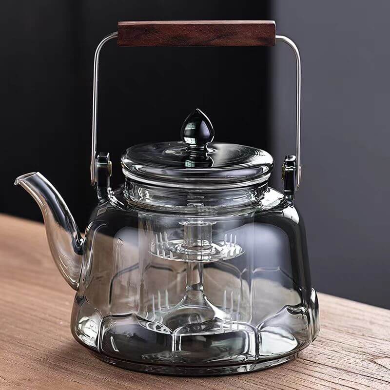 Fancy Grey Borosilicate Handmade Glass Teapot