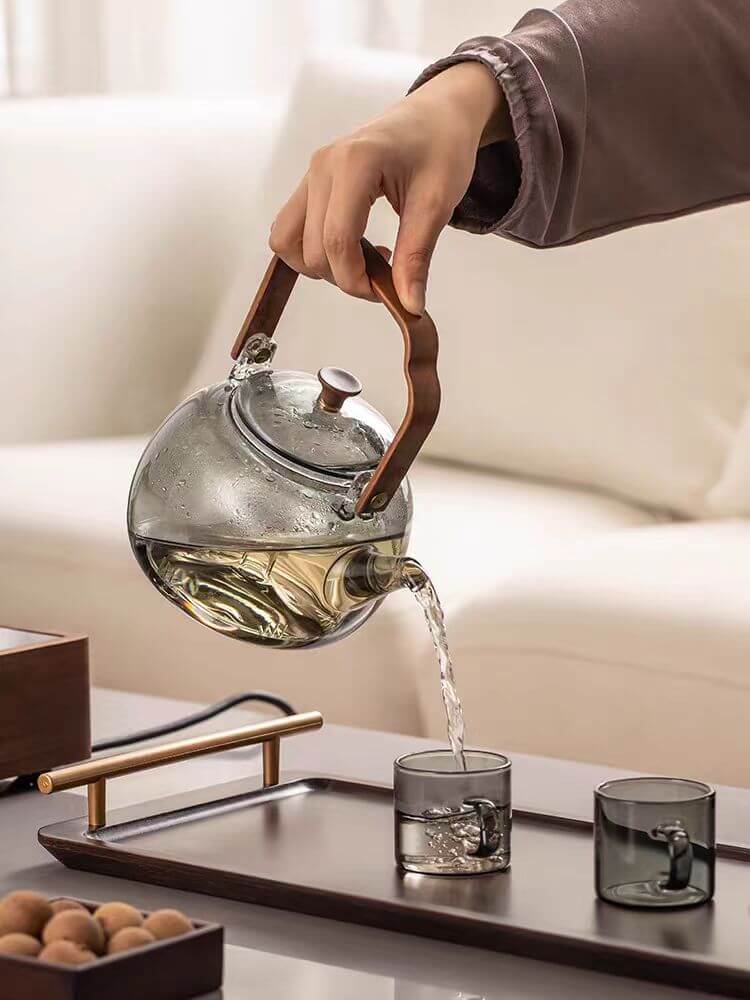 Magnetic Grey Glass Teapot For Stove