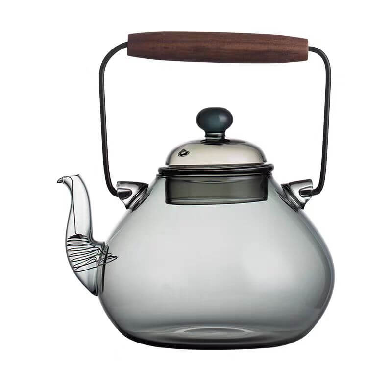 1000ml Heat Resistant Grey Glass Teapot With Loop