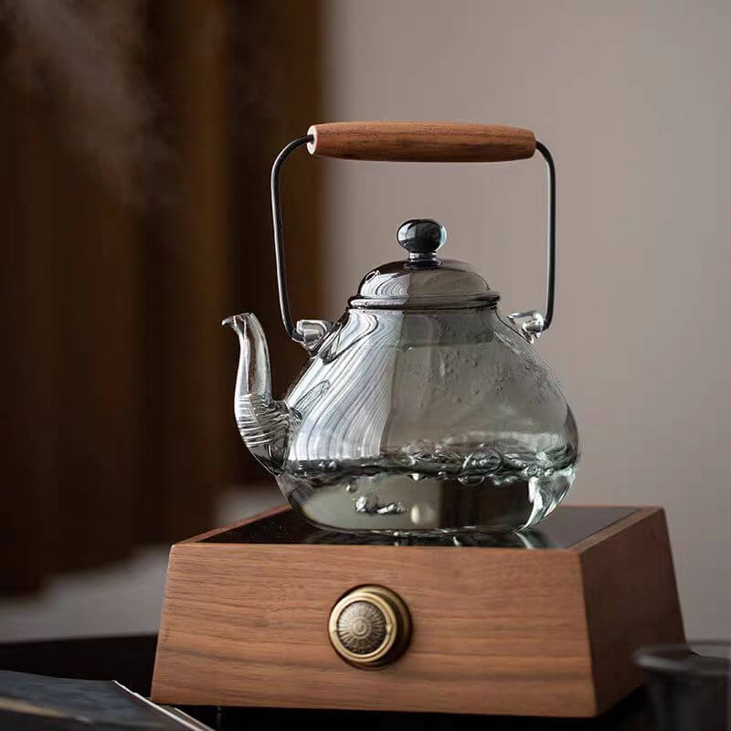1000ml Heat Resistant Grey Glass Teapot With Loop