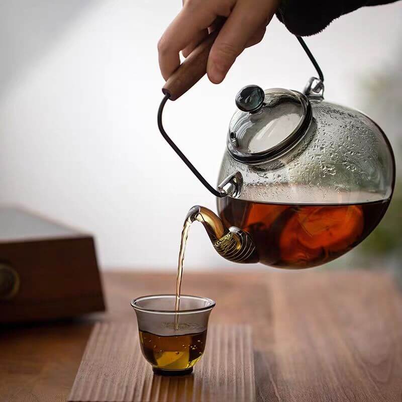 1000ml Heat Resistant Grey Glass Teapot With Loop