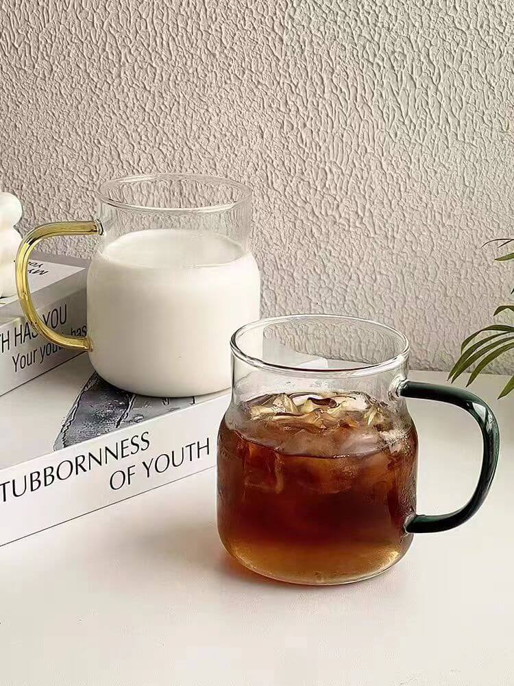 Large Clear Glass Beer Soda Iced Coffee Drink Cups With Handles