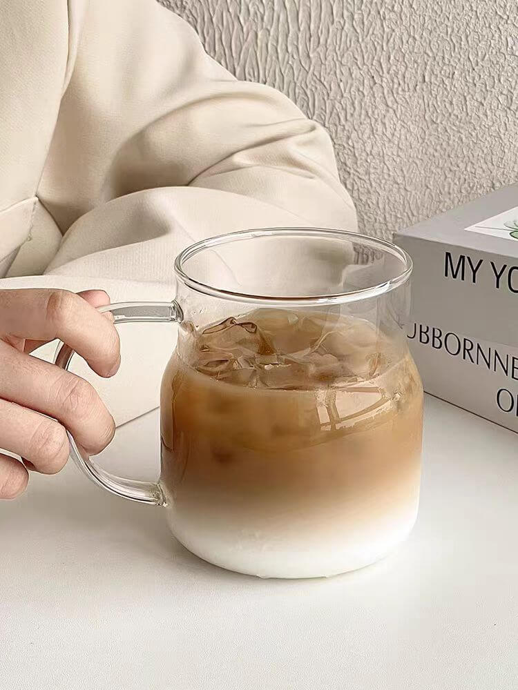 Large Clear Glass Beer Soda Iced Coffee Drink Cups With Handles