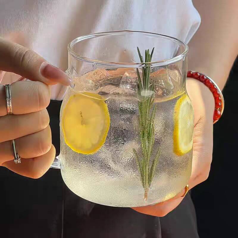 Large Clear Glass Beer Soda Iced Coffee Drink Cups With Handles