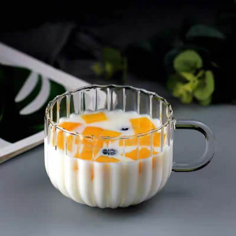 Clear Borosilicate Glass Drinking Coffee Milk Breakfast Cup With Handle