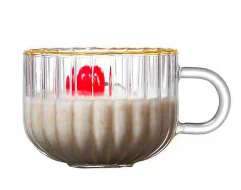 Clear Borosilicate Glass Drinking Coffee Milk Breakfast Cup With Handle