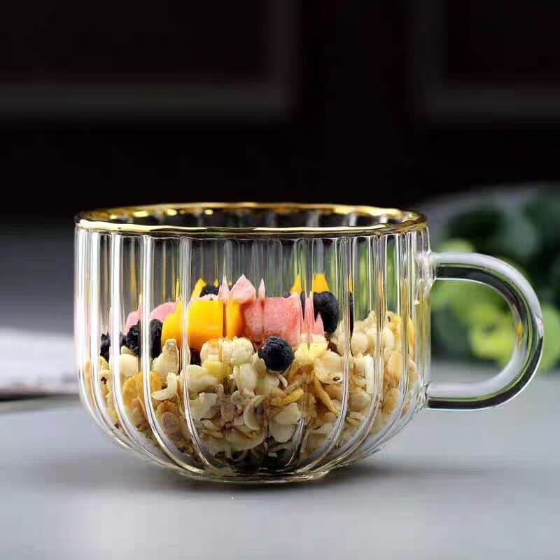 Clear Borosilicate Glass Drinking Coffee Milk Breakfast Cup With Handle
