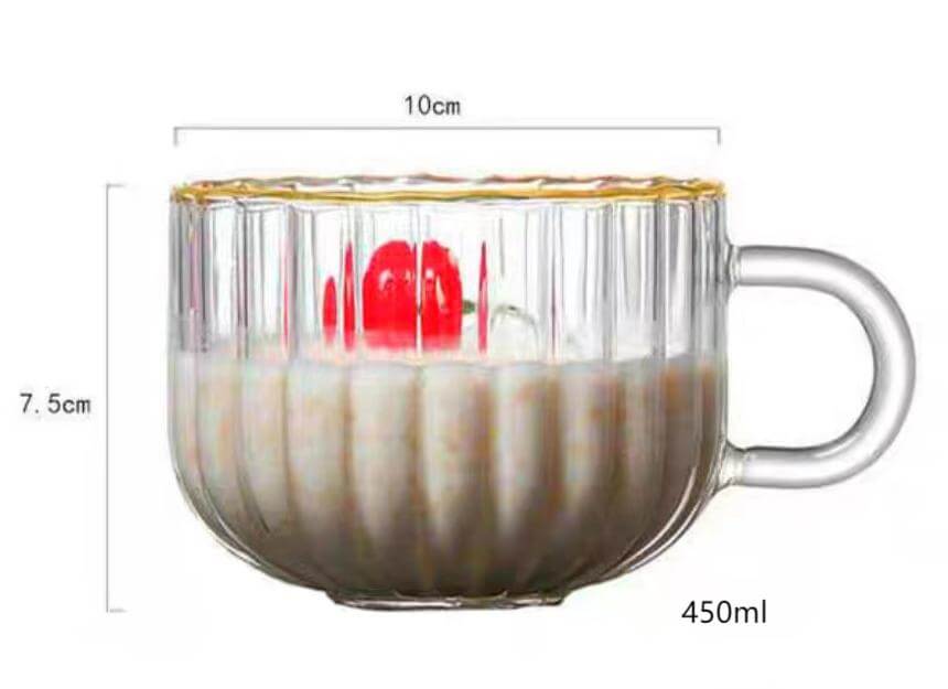 Clear Borosilicate Glass Drinking Coffee Milk Breakfast Cup With Handle