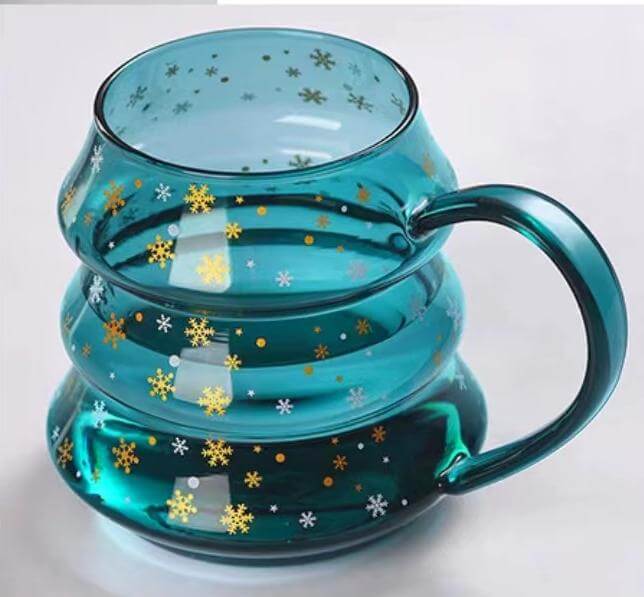 Christmas Style Colored Glass Iced Coffee Drinking Mug With Spoon