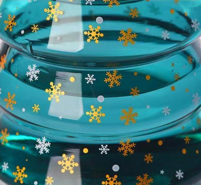 Christmas Style Colored Glass Iced Coffee Drinking Mug With Spoon