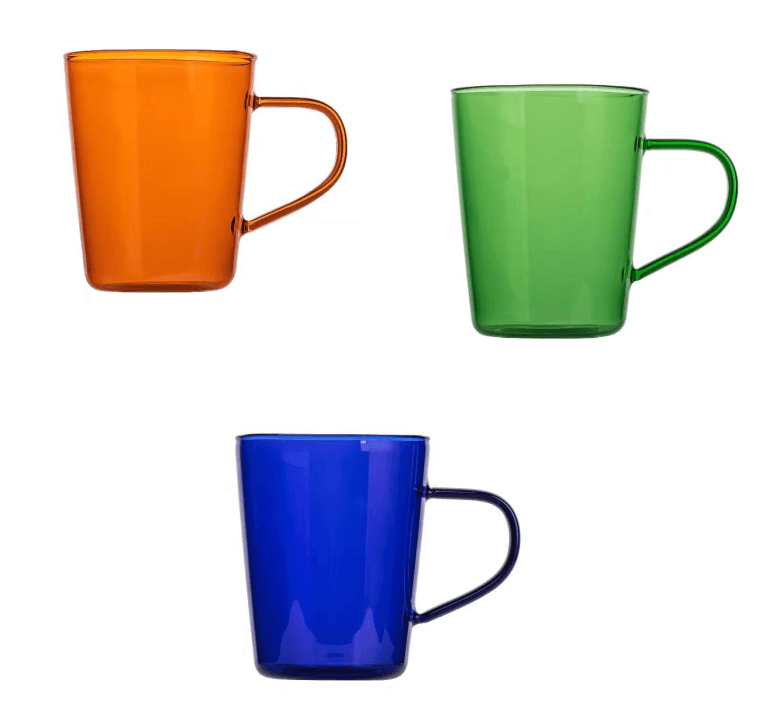 Colored Glass Coffee Mugs