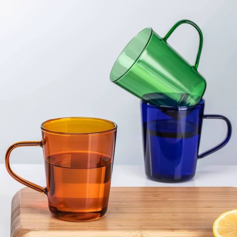 Colored Glass Coffee Mugs
