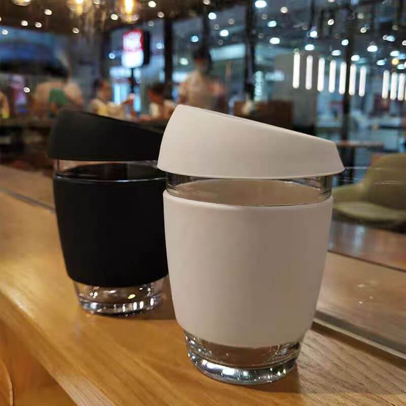 Reusable Glass Travel Mug With Silicone Dolder