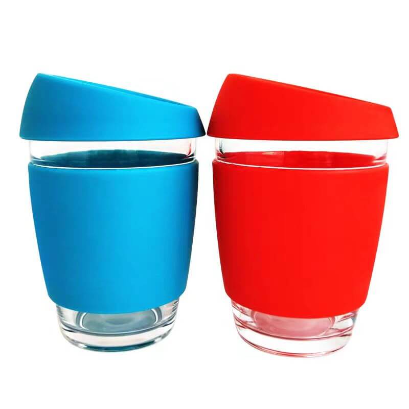 Reusable Glass Travel Mug With Silicone Dolder