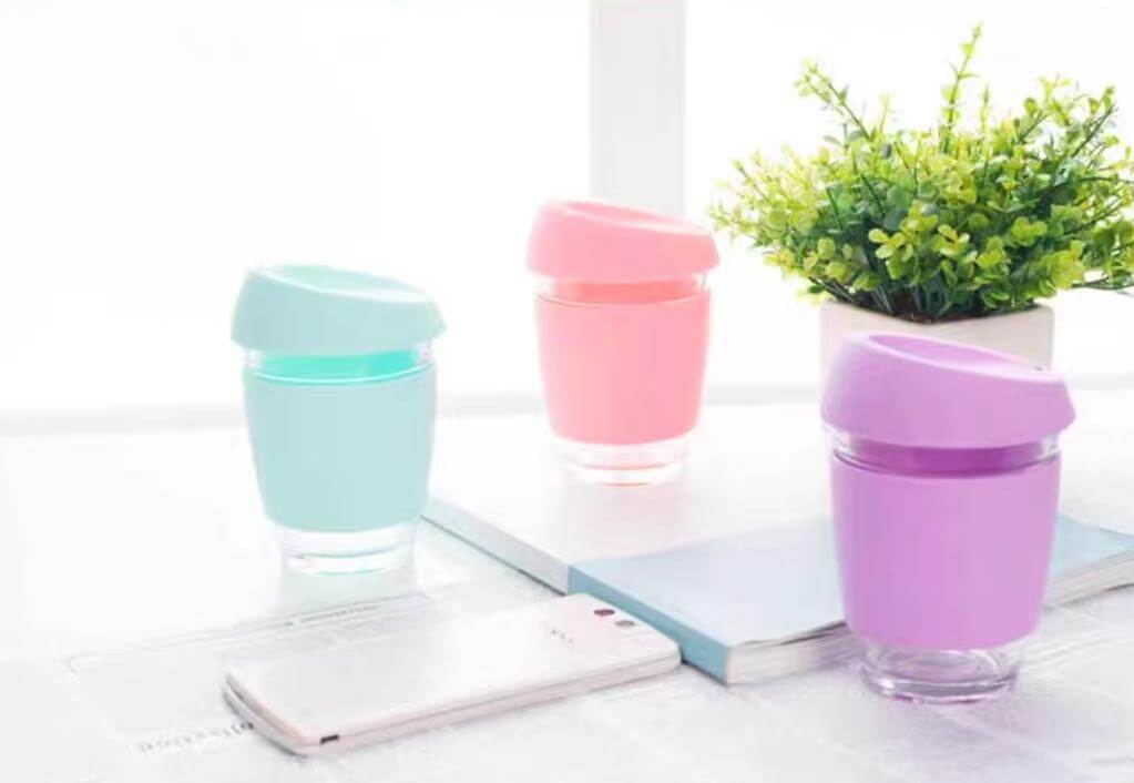 Reusable Glass Travel Mug With Silicone Dolder