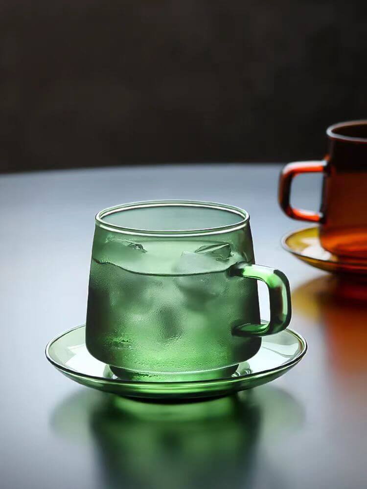 Colored Coffee Cappuccino Glass Cups For Hot Drinks