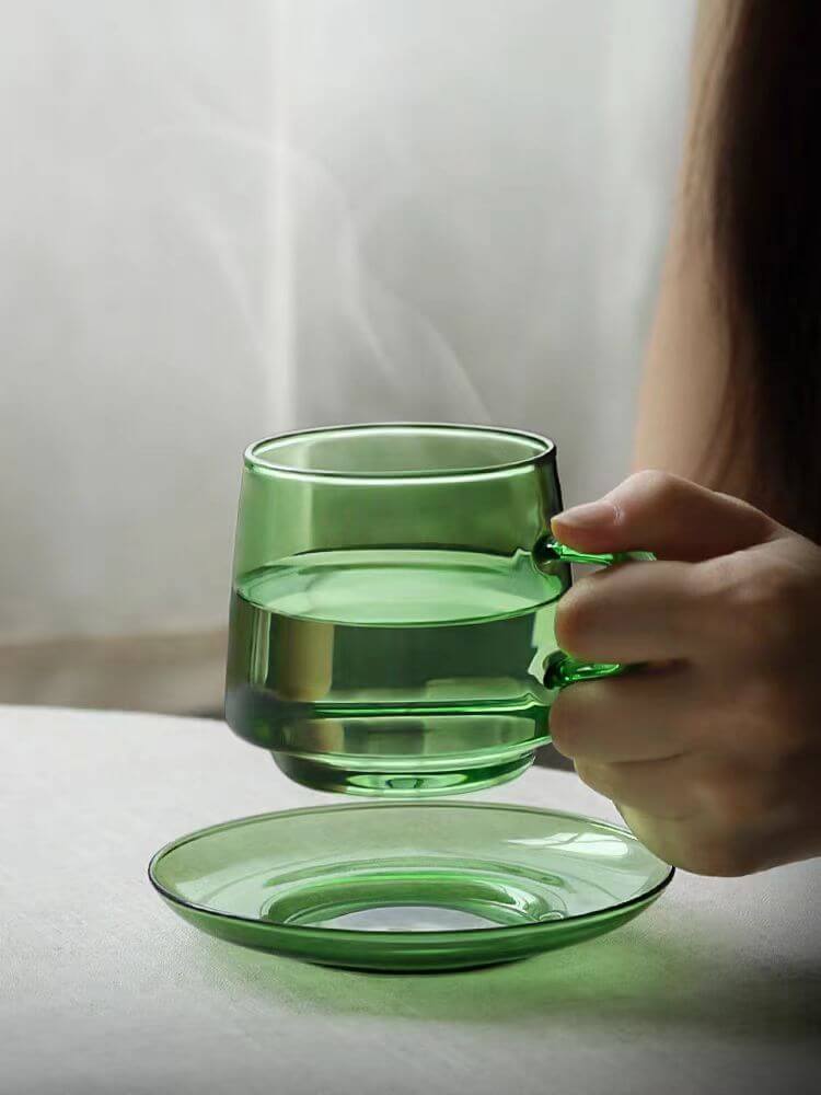 Colored Coffee Cappuccino Glass Cups For Hot Drinks