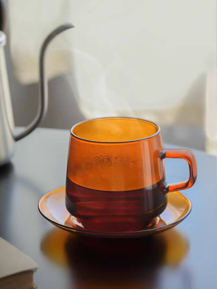 Colored Coffee Cappuccino Glass Cups For Hot Drinks