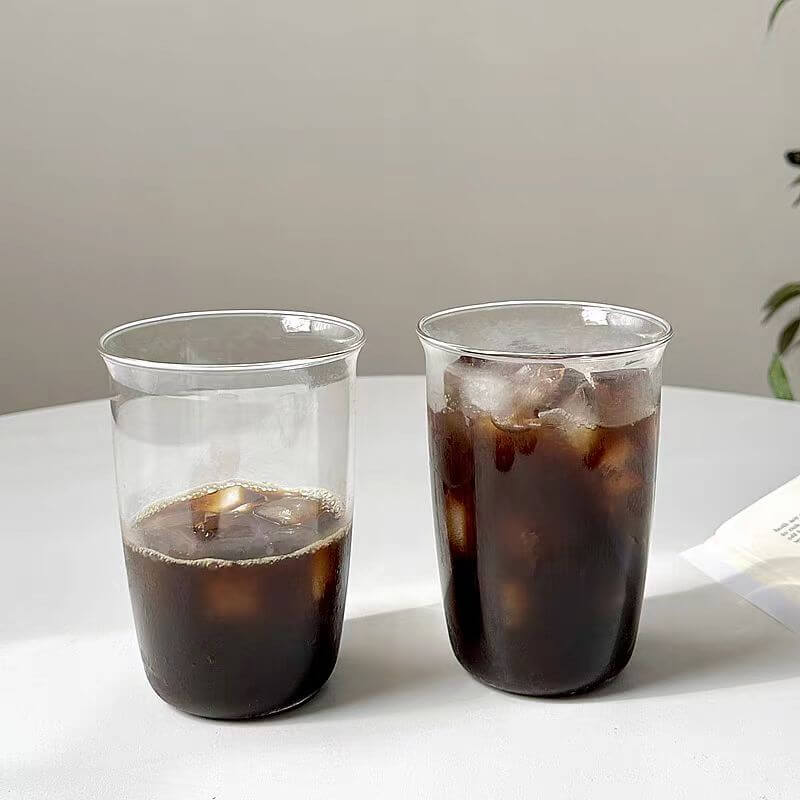 Clear Simple Glass Smoothie Coffee Cup With Straw