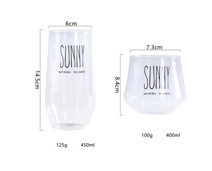 Clear Glass Cocktail Iced Tea Drinking Tumblers