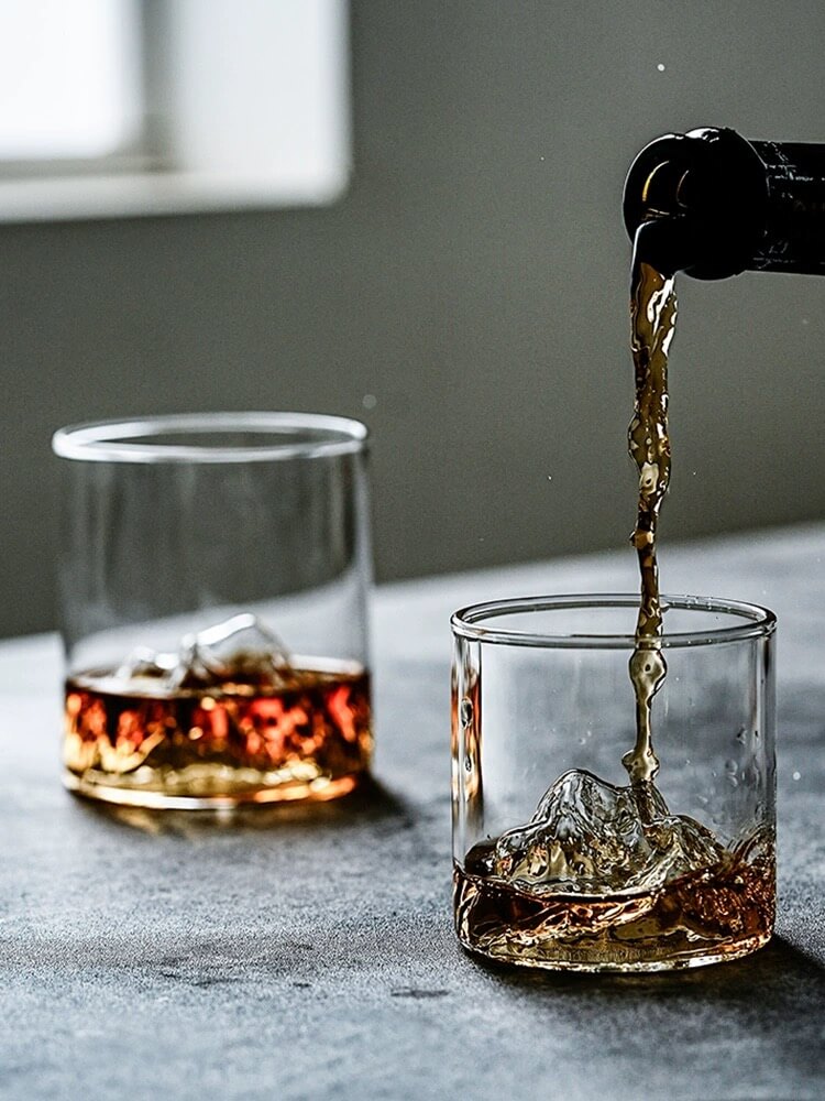 Mountain Design Glass Coffee Sake Shot Drinking Glasses