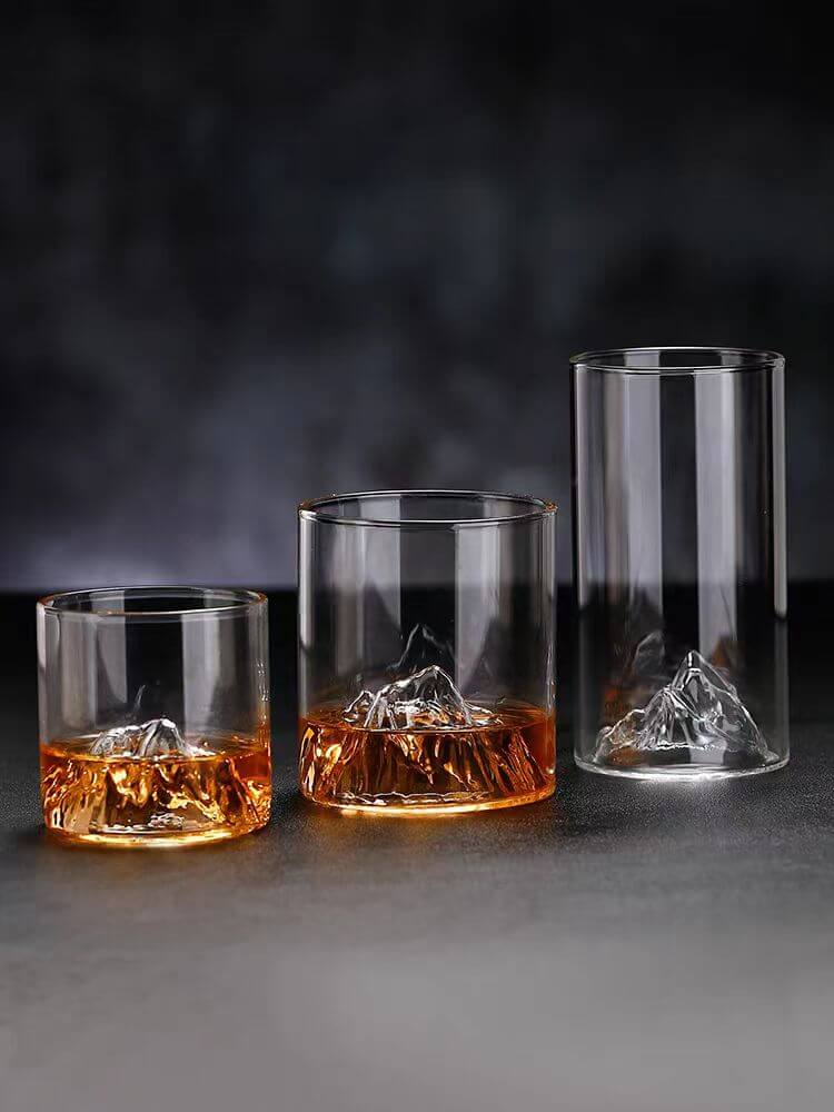 Mountain Design Glass Coffee Sake Shot Drinking Glasses