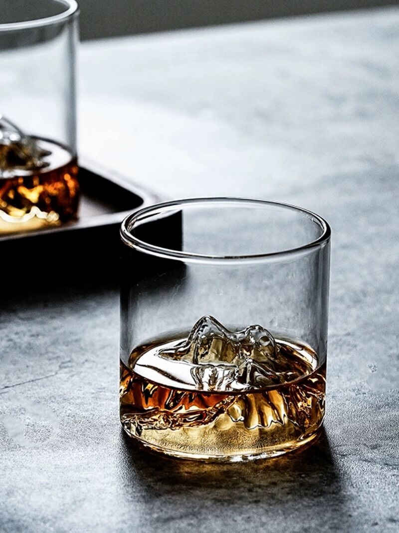 Mountain Design Glass Coffee Sake Shot Drinking Glasses