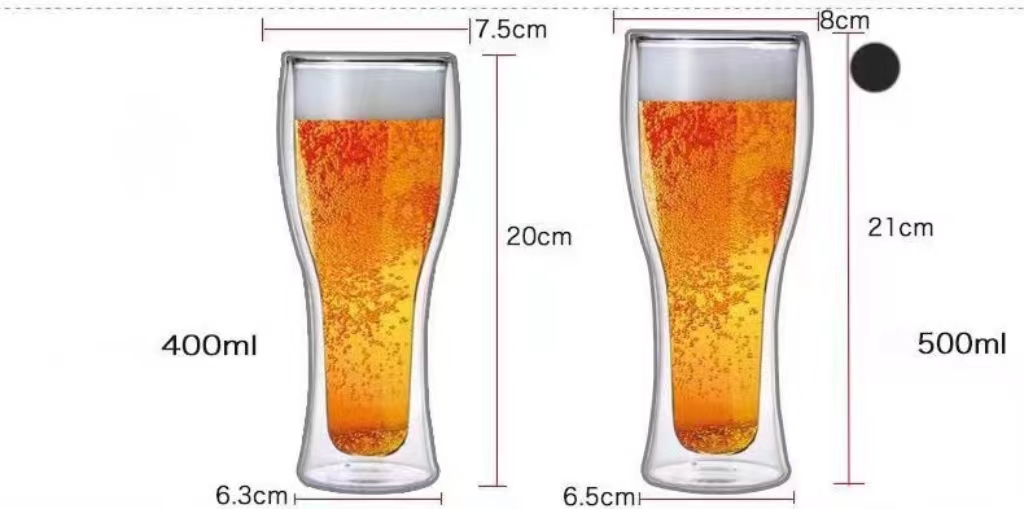 double wall glass beer cup double wall glass beer cup