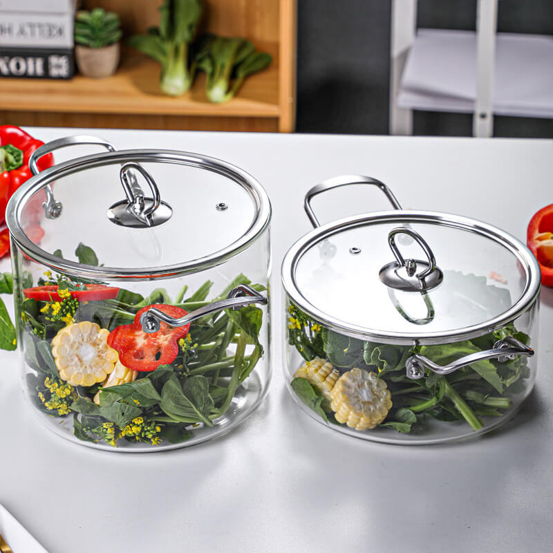 Borosilicate Heat Resisting Cookware Pots With Lids For Kitchen