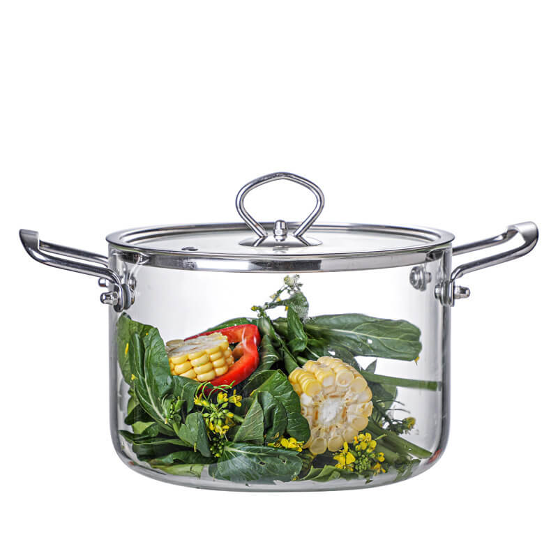 Borosilicate Heat Resisting Cookware Pots With Lids For Kitchen