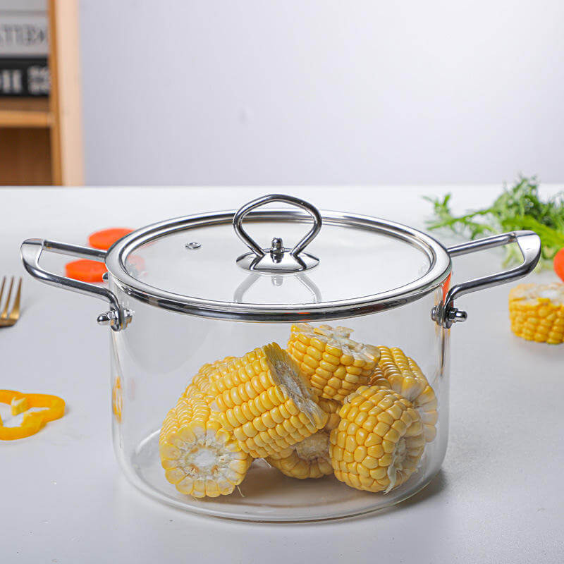 Borosilicate Heat Resisting Cookware Pots With Lids For Kitchen