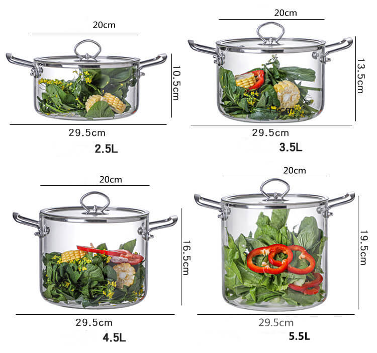 glass cooking pots with lids