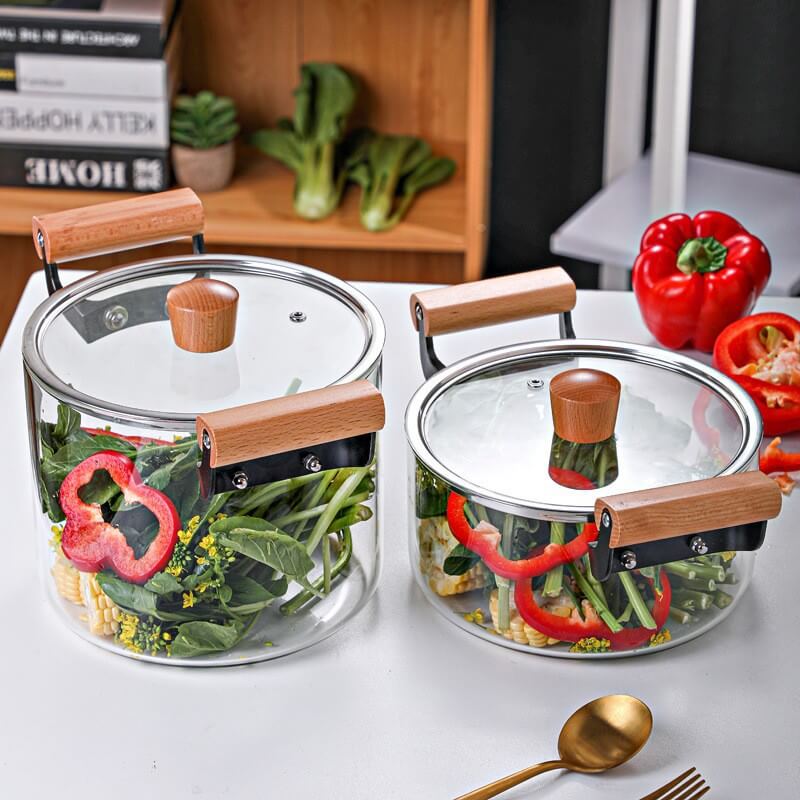 Flameproof Cooking Top Glass Pots Stove Cookware With Lids