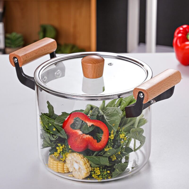 Flameproof Cooking Top Glass Pots Stove Cookware With Lids