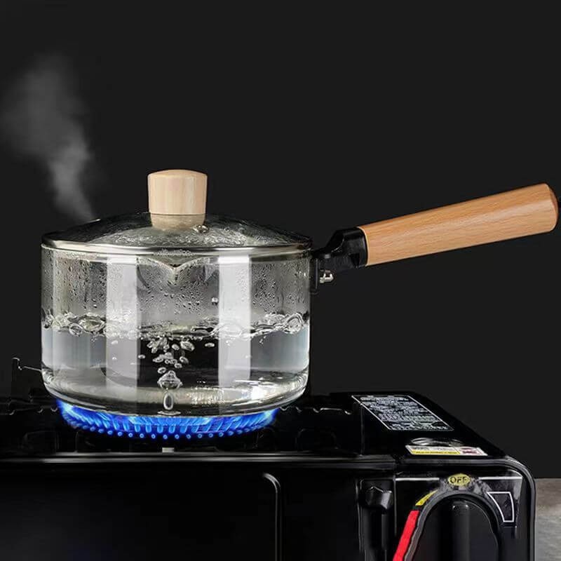 Transparent Cooking Glass Milk Soup Pot Cookware With Lids