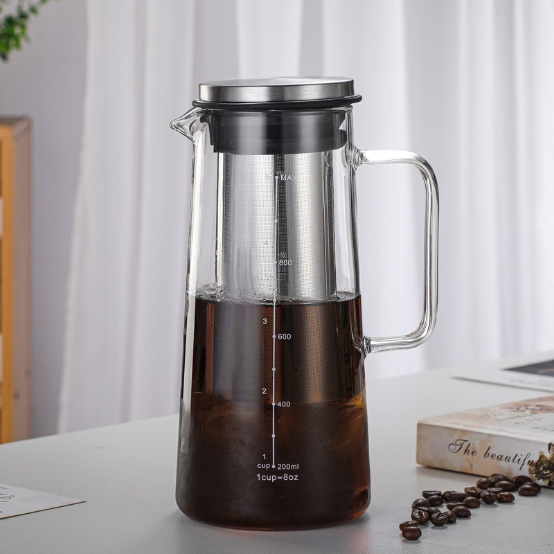 Pitcher Stainless Steel Filter Iced Tea Wholesale Borosilicate Glass Bottle Cold Brew Coffee Maker