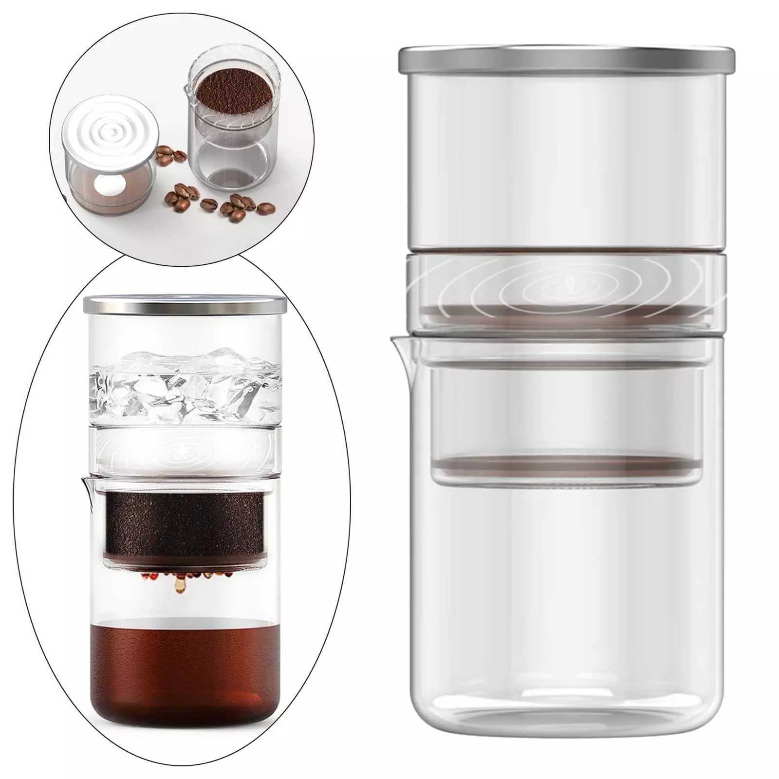 Ice Cold Brew Drink Drip Pot for Homemade Ice Coffee Maker Espresso Drip Filter 300ml Travel Cold Brew Coffee Maker