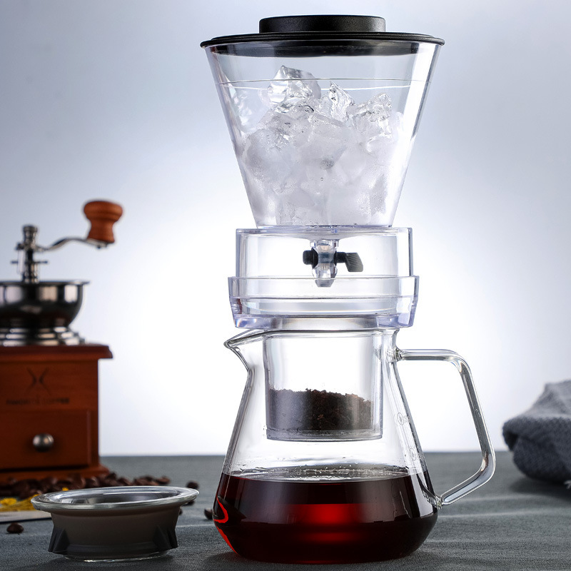 Logo Creative tools Glass Coffee Maker Regulatable Dripper Filter Cold Brew Pots Iced Brewer Percolators Ice Drip Coffee Pot