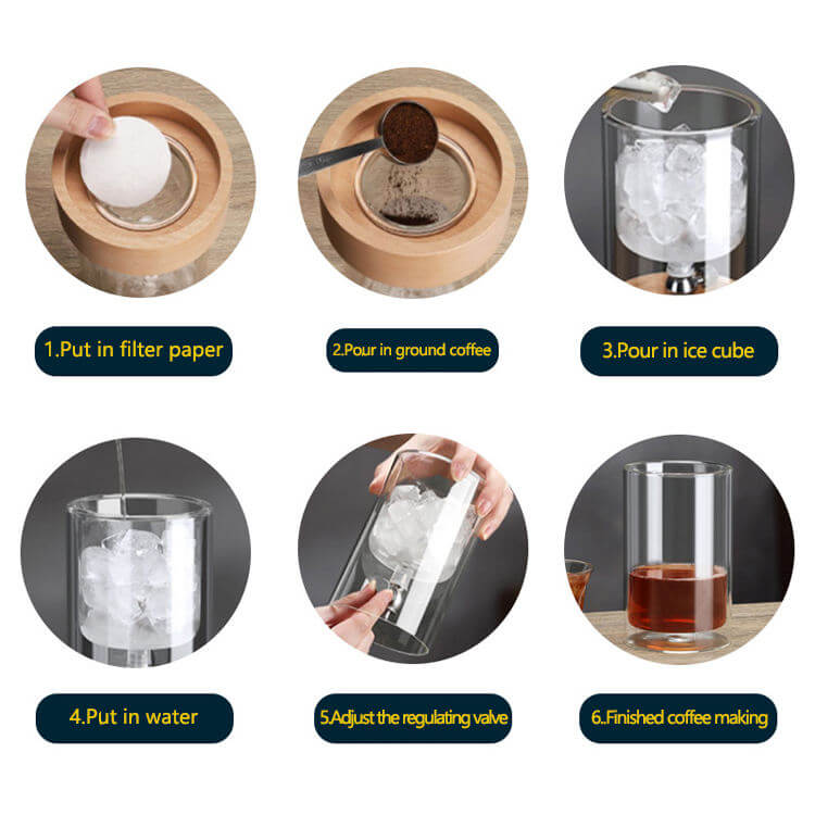 Portable Borosilicate Glass Iced Drip Coffee Maker Glass Pitcher 500ml Cold Brew Coffee