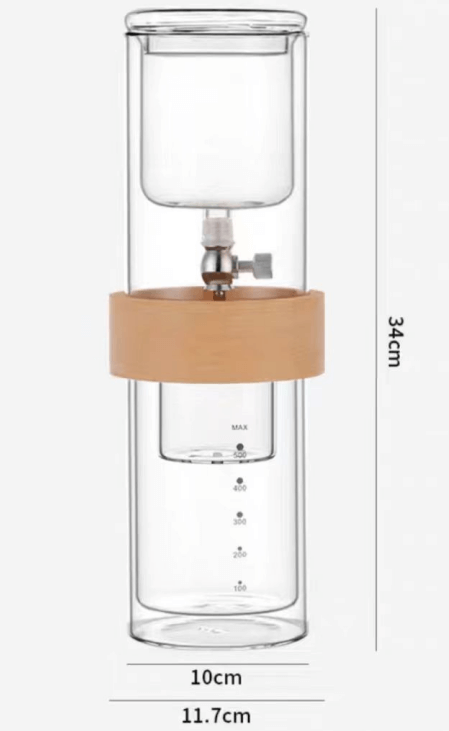 Portable Borosilicate Glass Iced Drip Coffee Maker Glass Pitcher 500ml Cold Brew Coffee