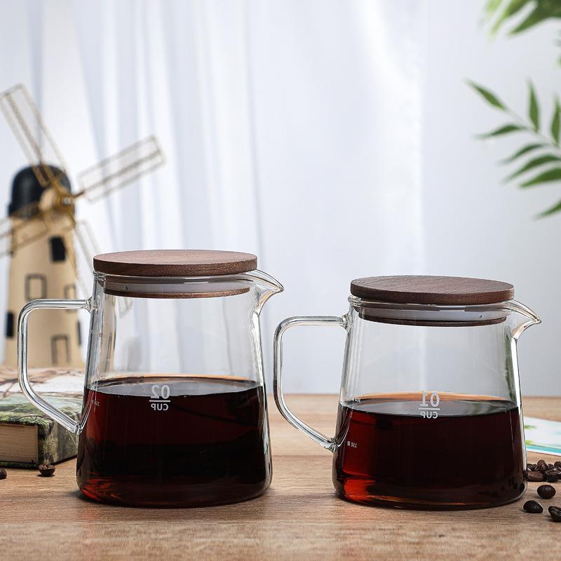 300/500ML Smoky Grey Server Pour Over Decanter Transparent Glass Coffee Pot With Dripper