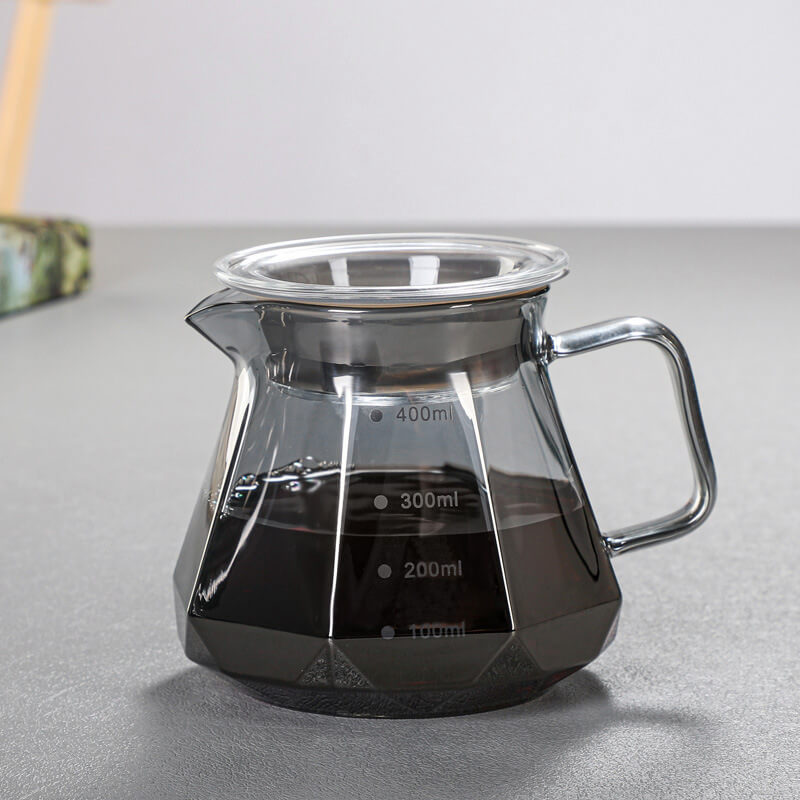 Smoky Gray Drip Hot Coffee Dripper Style Server Kettle 600ml Coffee Pot Teapot Set Heat Resistant Glass