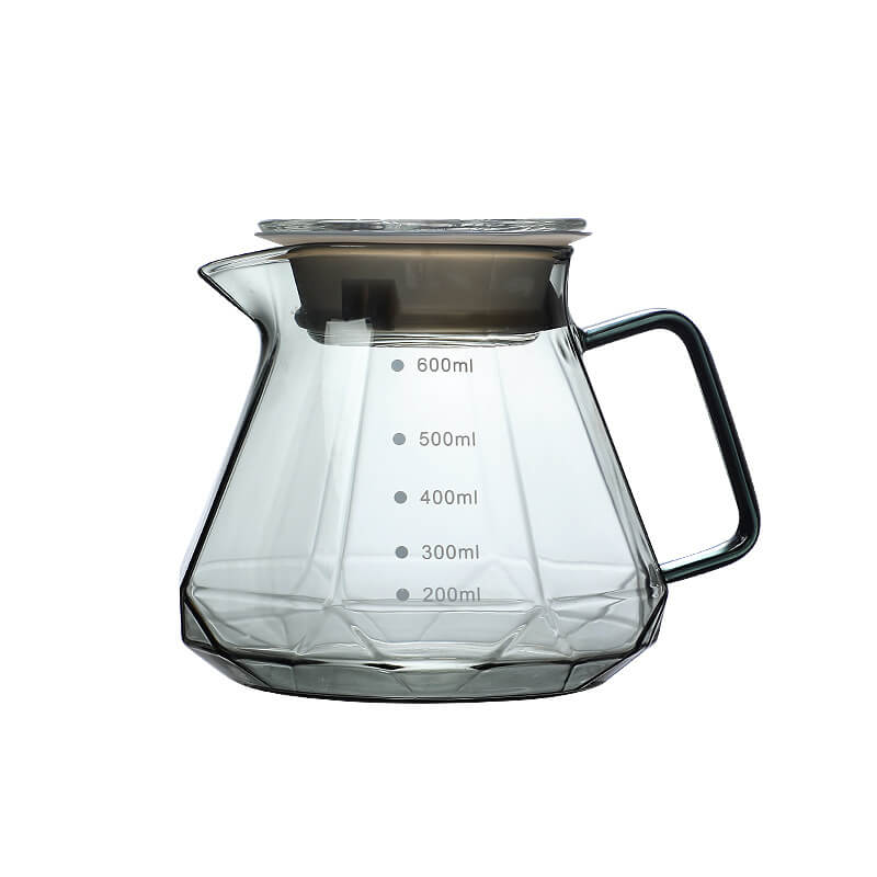Smoky Gray Drip Hot Coffee Dripper Style Server Kettle 600ml Coffee Pot Teapot Set Heat Resistant Glass
