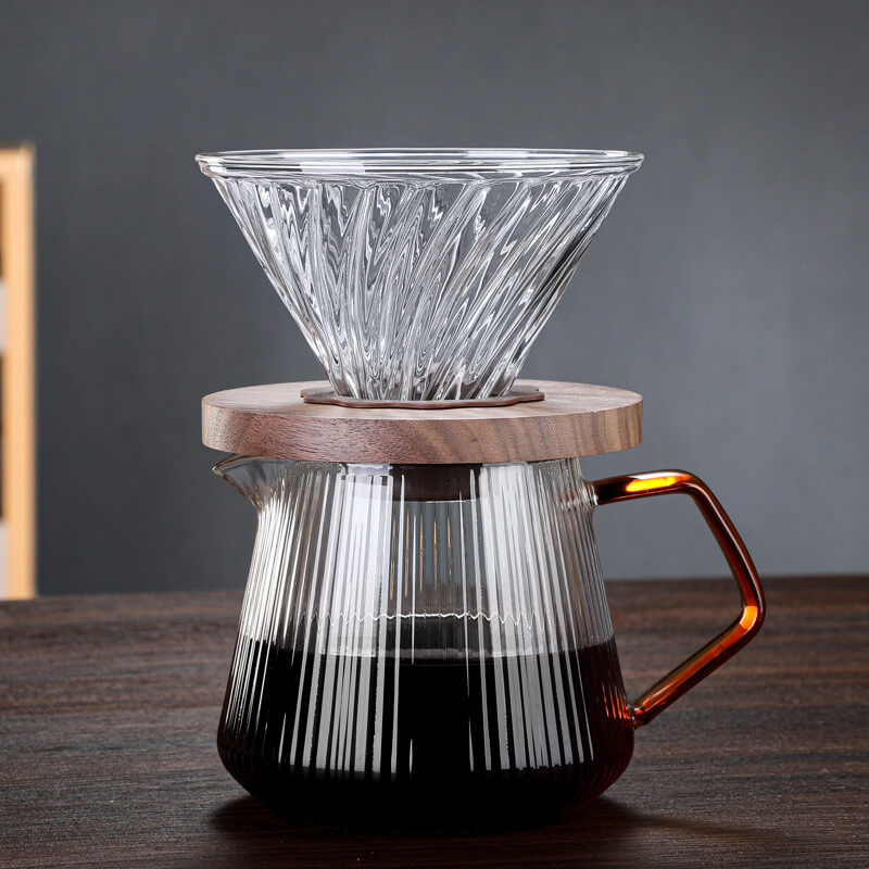 Wholesale Vertical Stripe Manual Coffee Maker Pot Diamond Coffee /Tea Pot Coffer Maker