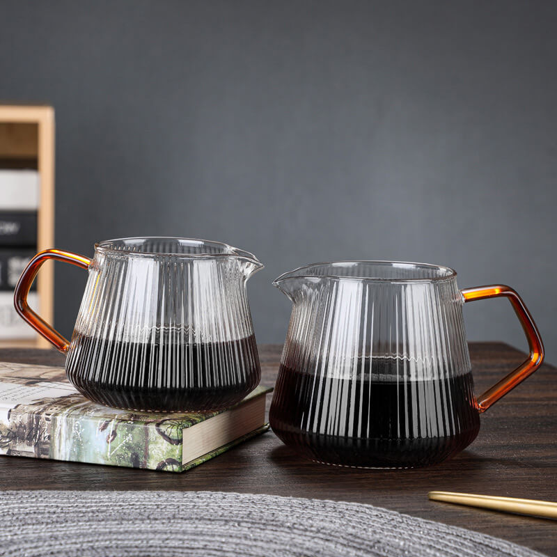 Wholesale Vertical Stripe Manual Coffee Maker Pot Diamond Coffee /Tea Pot Coffer Maker