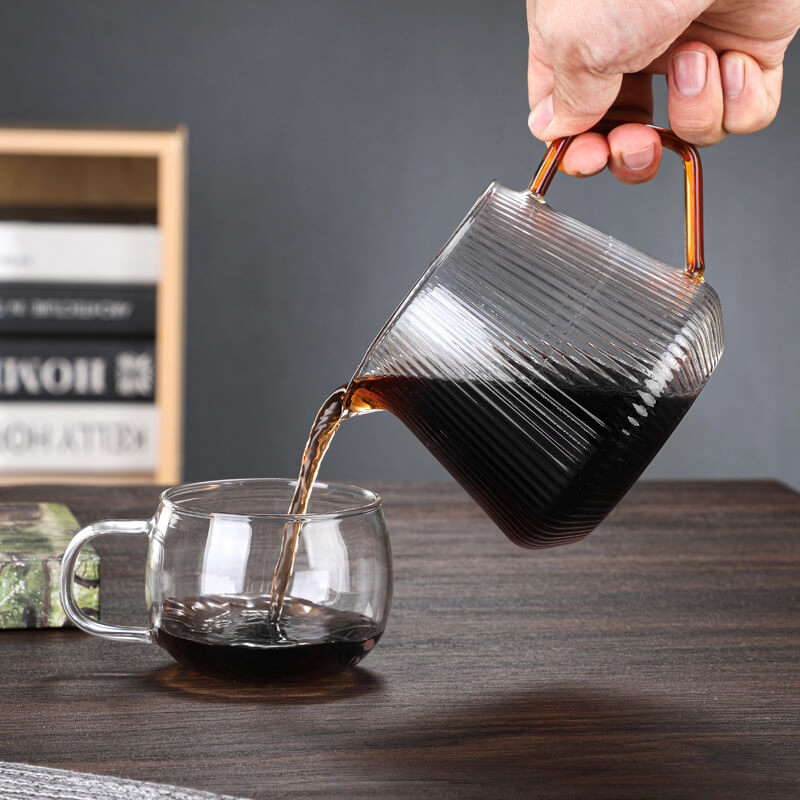 Wholesale Vertical Stripe Manual Coffee Maker Pot Diamond Coffee /Tea Pot Coffer Maker