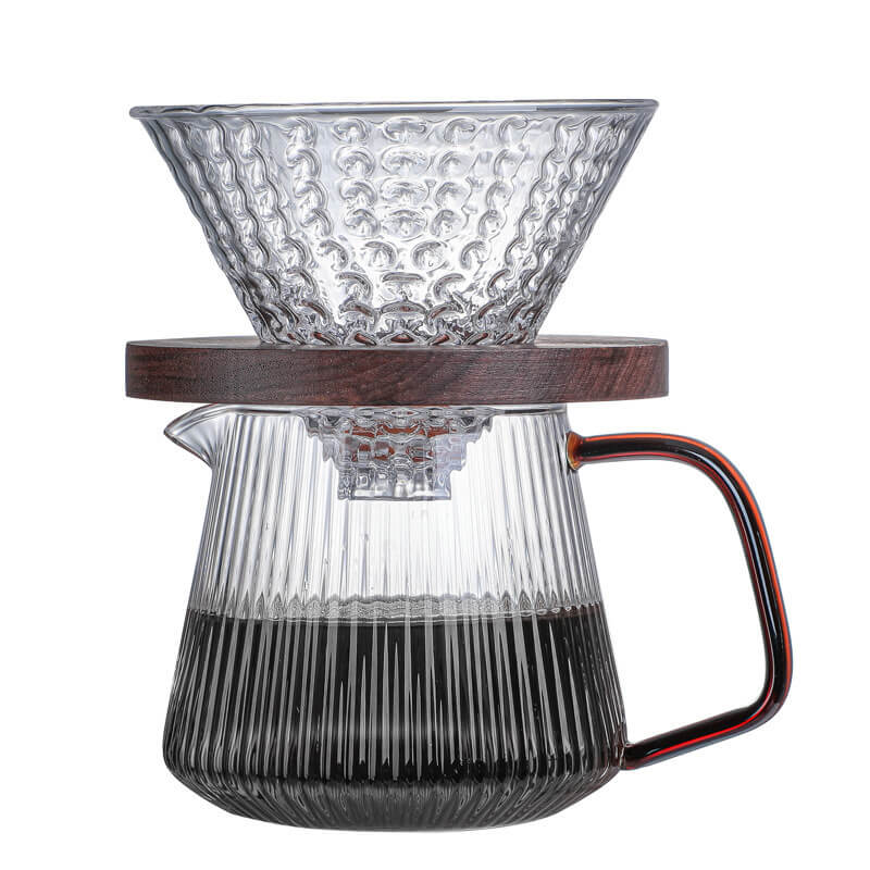 Wholesale Vertical Stripe Manual Coffee Maker Pot Diamond Coffee /Tea Pot Coffer Maker