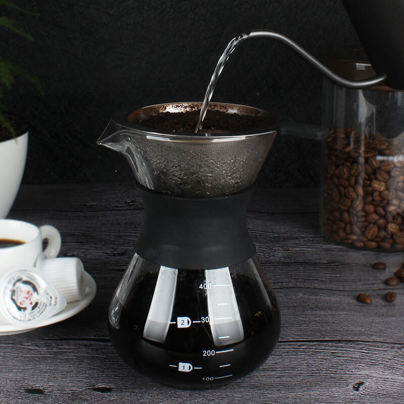 200ml 400ml Coffee Dripper Borosilicate Glass Carafe Stove Pot Pour Over Coffee Maker Sharing Pot With Rubber Sleeve Grip