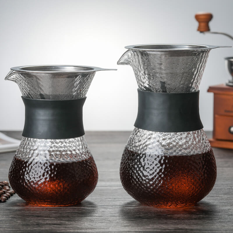 200ml 400ml Coffee Dripper Borosilicate Glass Carafe Stove Pot Pour Over Coffee Maker Sharing Pot With Rubber Sleeve Grip