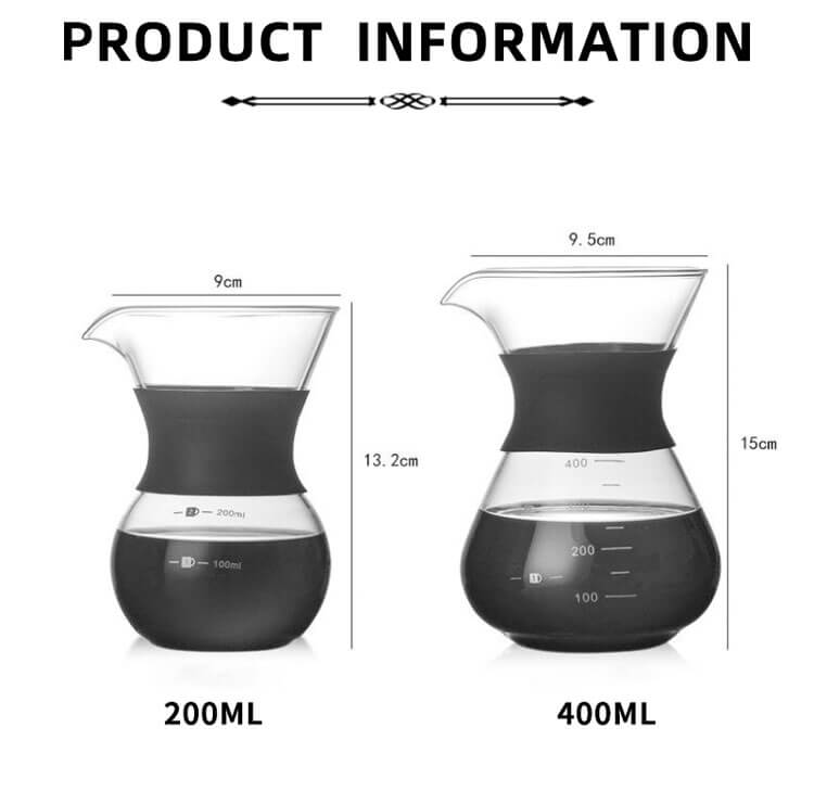 200ml 400ml Coffee Dripper Borosilicate Glass Carafe Stove Pot Pour Over Coffee Maker Sharing Pot With Rubber Sleeve Grip